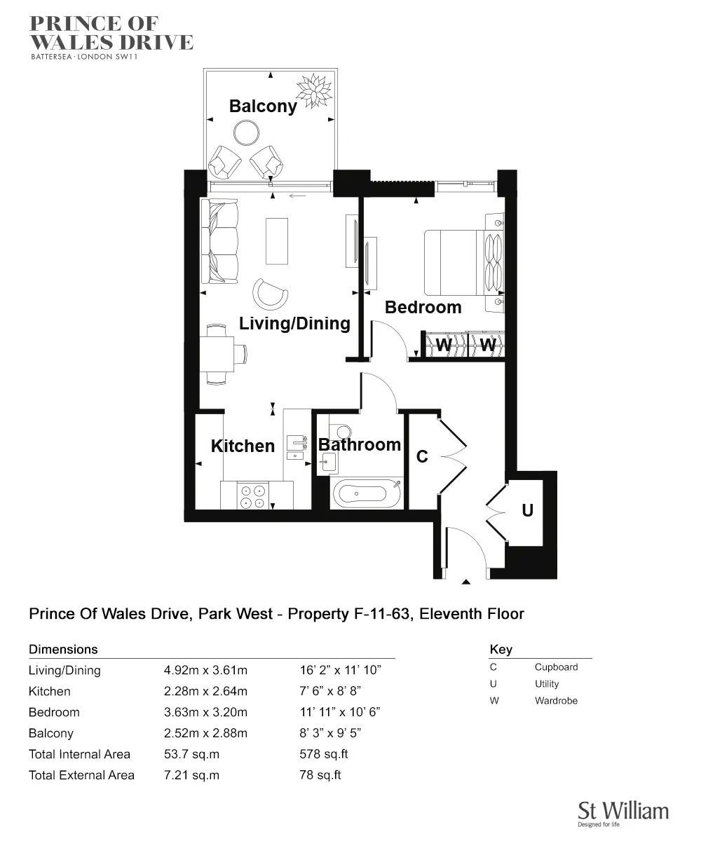 Prince of Wales Drive, 1 Bedroom